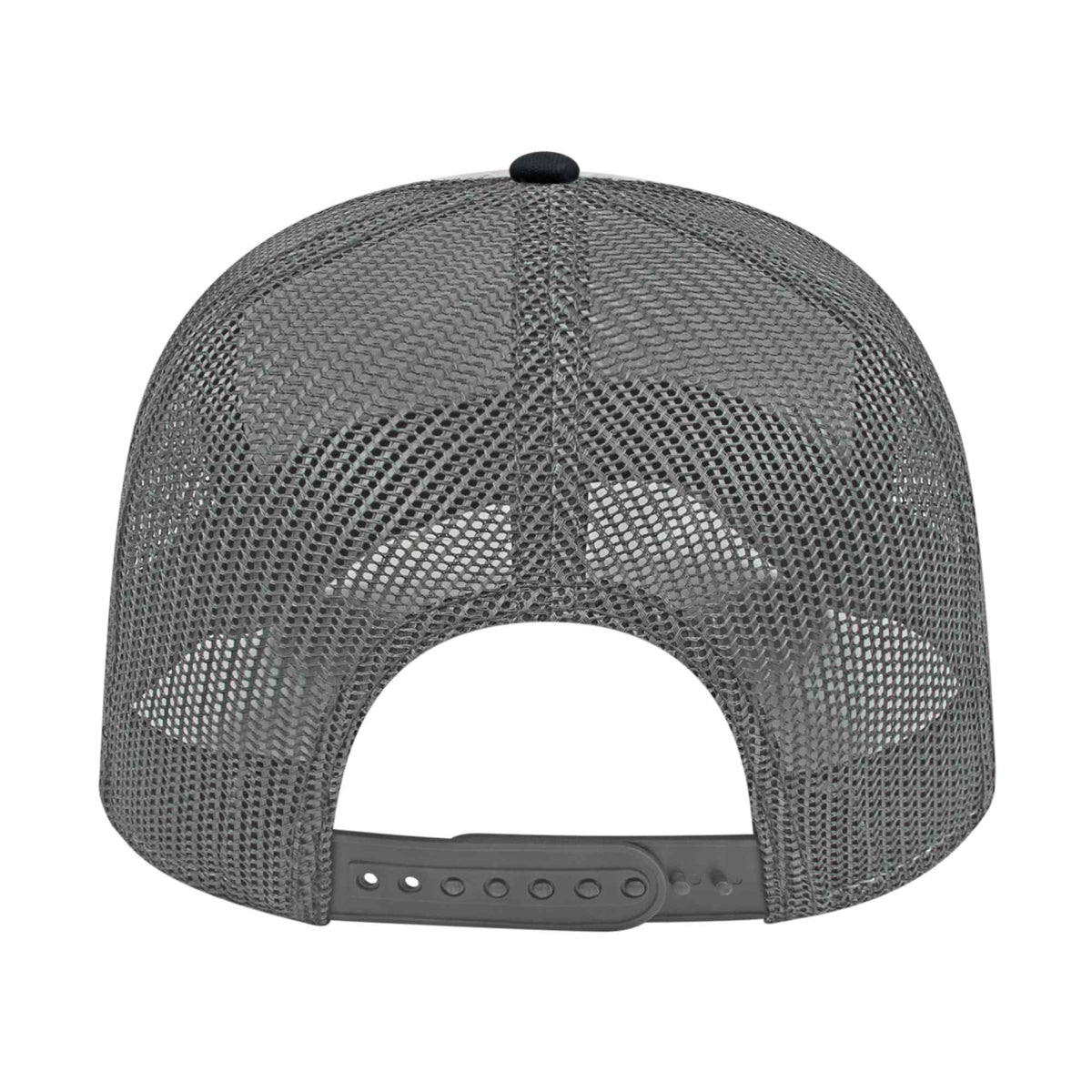 Cap America Chino Twill Trucker Cap with Mesh Back Embroidery - Gray/Black/Charcoal - Back