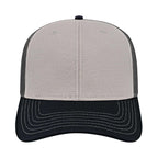 Cap America Chino Twill Trucker Cap with Mesh Back Embroidery - Gray/Black/Charcoal - Front 2