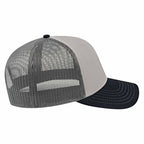 Cap America Chino Twill Trucker Cap with Mesh Back Embroidery - Gray/Black/Charcoal - Left Side