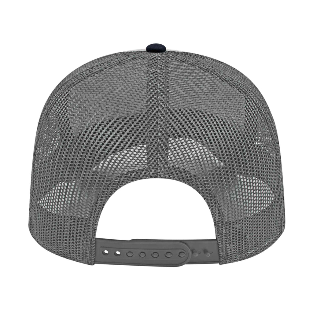 Cap America Chino Twill Trucker Cap with Mesh Back Embroidery - Gray/Navy/Charcoal - Back