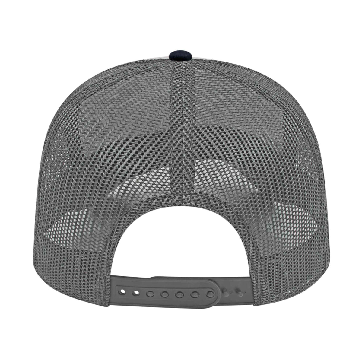 Cap America Chino Twill Trucker Cap with Mesh Back Embroidery - Gray/Navy/Charcoal - Back