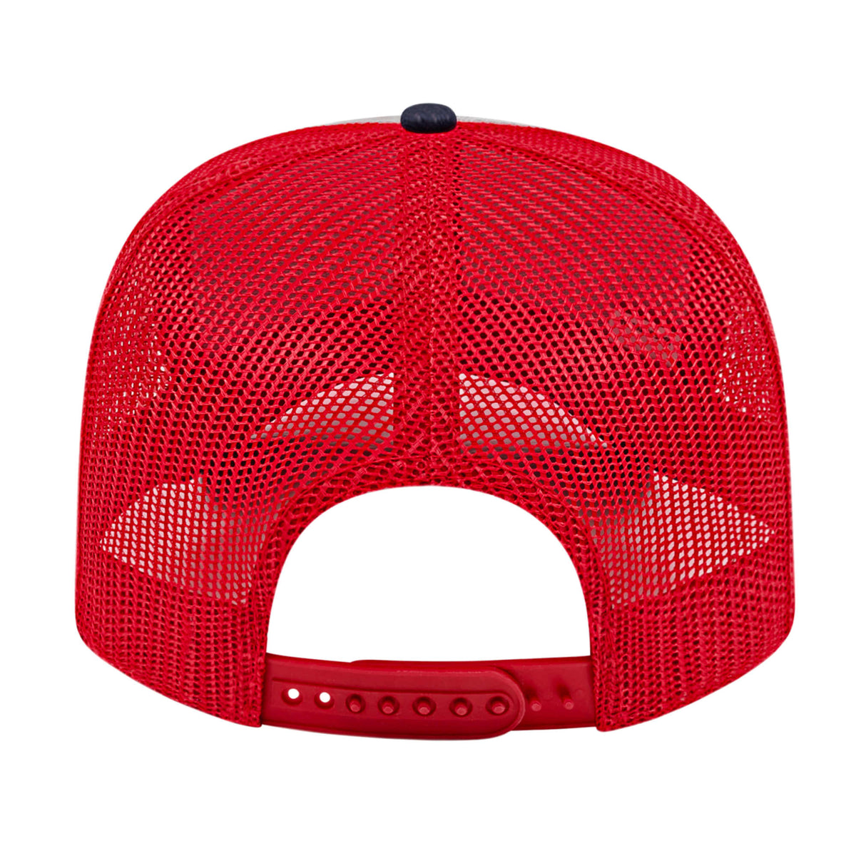 Cap America Chino Twill Trucker Cap with Mesh Back Embroidery - Gray/Navy/Red - Back