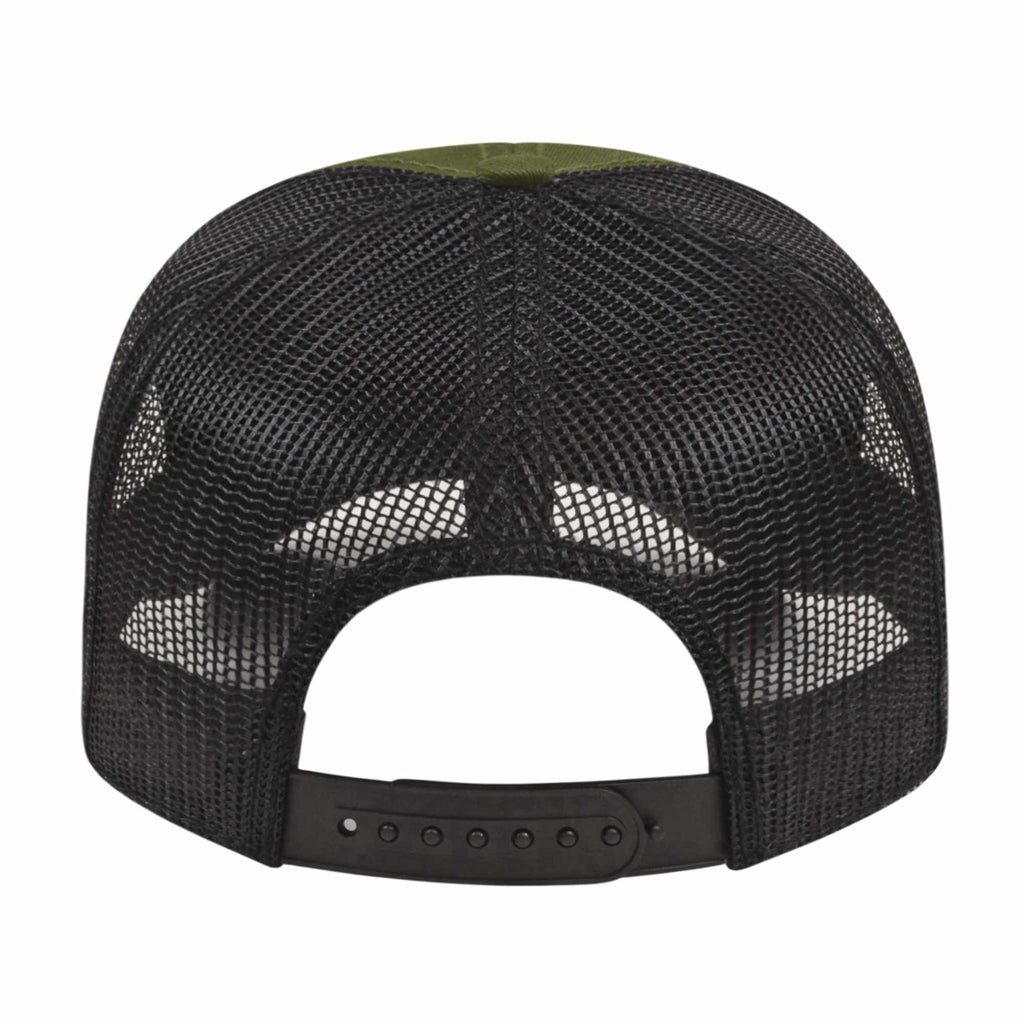 Cap America Chino Twill Trucker Cap with Mesh Back Embroidery - Loden/Black - Back