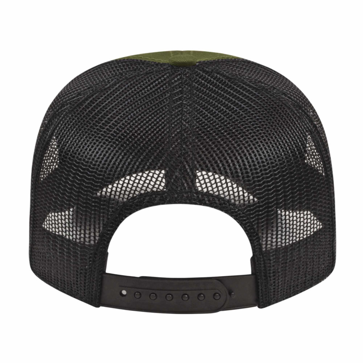 Cap America Chino Twill Trucker Cap with Mesh Back Embroidery - Loden/Black - Back