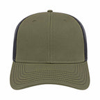 Cap America Chino Twill Trucker Cap with Mesh Back Embroidery - Loden/Black - Front 2