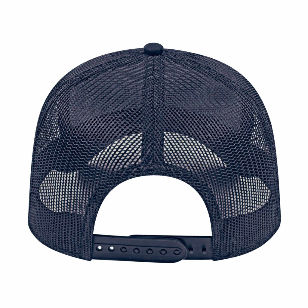 Cap America Chino Twill Trucker Cap with Mesh Back Embroidery - Navy/Navy - Back