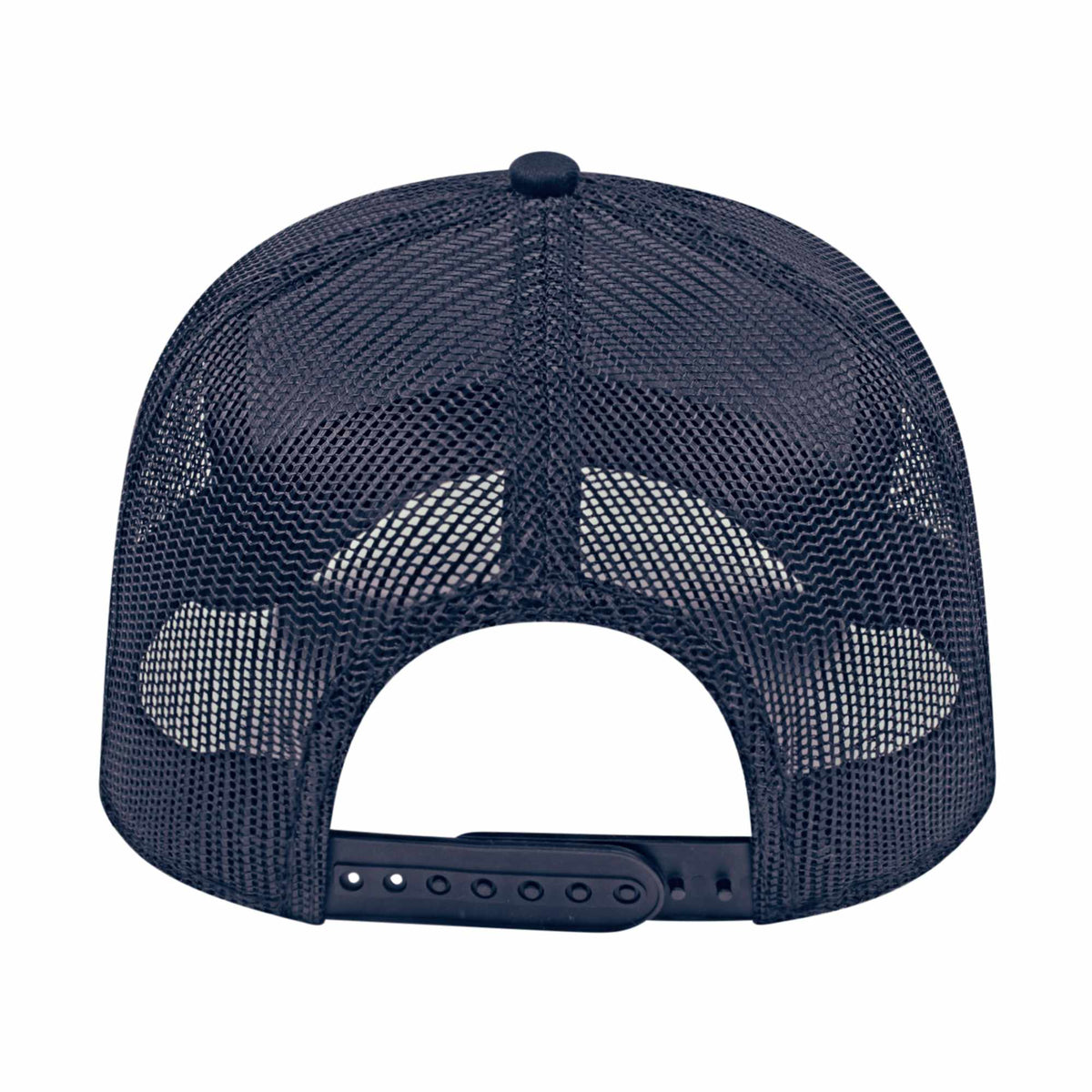 Cap America Chino Twill Trucker Cap with Mesh Back Embroidery - Navy/Navy - Back