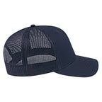 Cap America Chino Twill Trucker Cap with Mesh Back Embroidery - Navy/Navy - Left Side