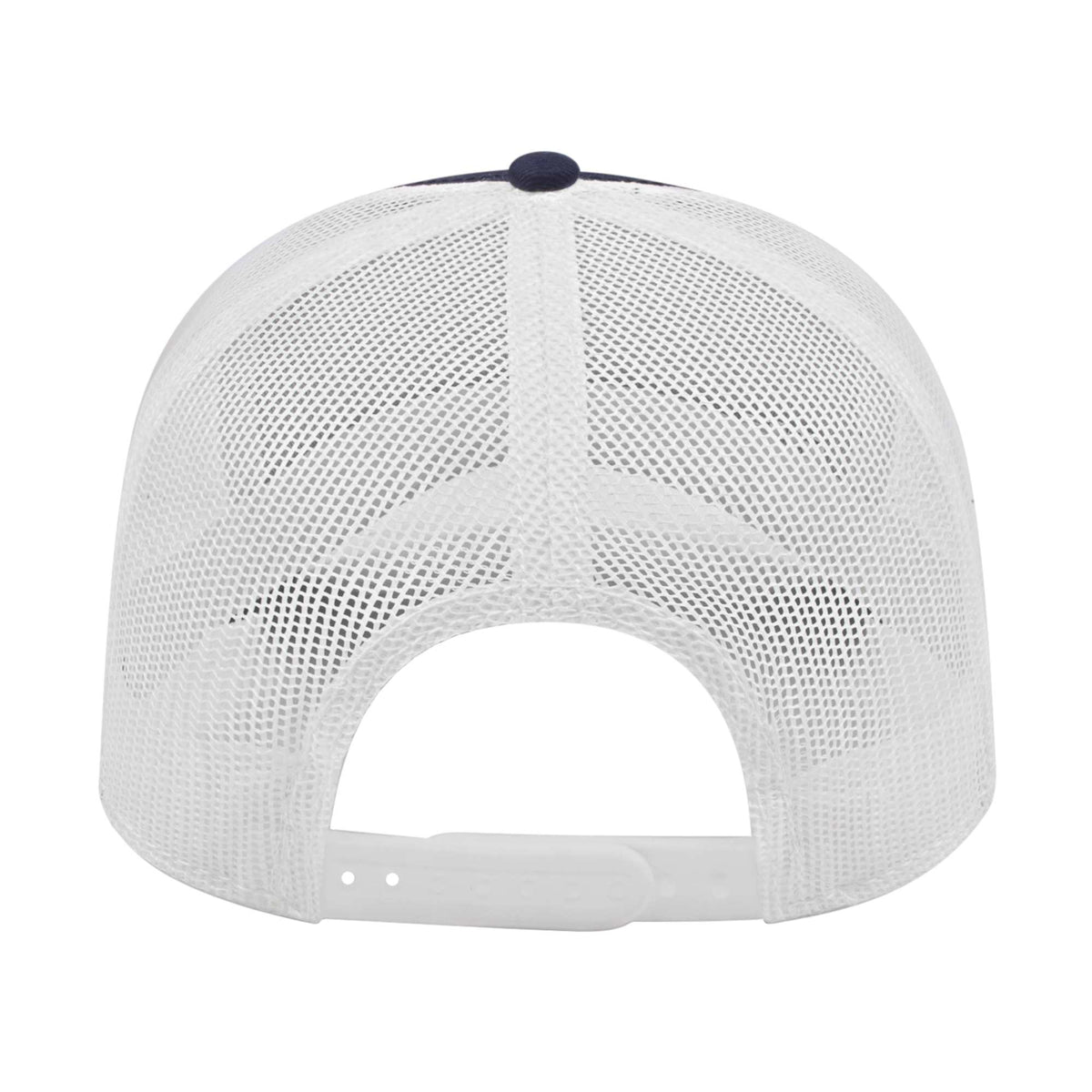 Cap America Chino Twill Trucker Cap with Mesh Back Embroidery - Navy/White - Back