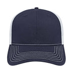 Cap America Chino Twill Trucker Cap with Mesh Back Embroidery - Navy/White - Front 2