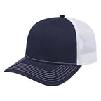 Cap America Chino Twill Trucker Cap with Mesh Back Embroidery - Navy/White - Front