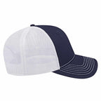 Cap America Chino Twill Trucker Cap with Mesh Back Embroidery - Navy/White - Left Side