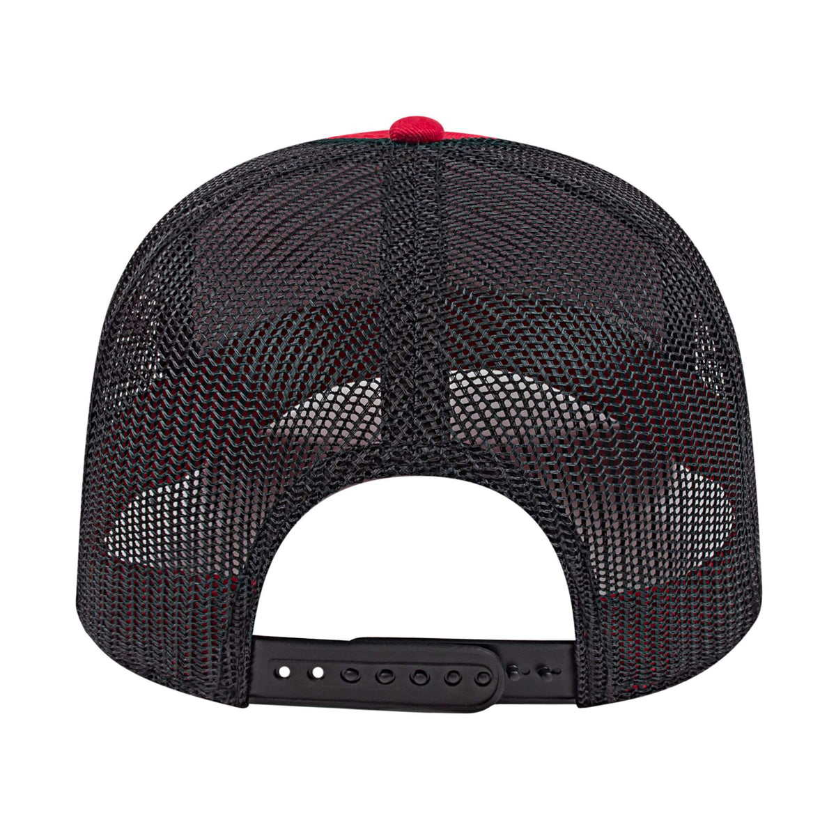 Cap America Chino Twill Trucker Cap with Mesh Back Embroidery - Red/Black - Back
