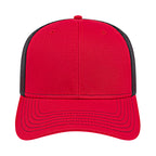 Cap America Chino Twill Trucker Cap with Mesh Back Embroidery - Red/Black - Front 2