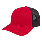 Cap America Chino Twill Trucker Cap with Mesh Back Embroidery - Red/Black - Front