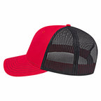 Cap America Chino Twill Trucker Cap with Mesh Back Embroidery - Red/Black - Right Side