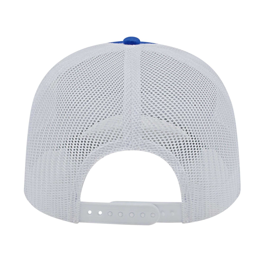 Cap America Chino Twill Trucker Cap with Mesh Back Embroidery - Royal/White - Back