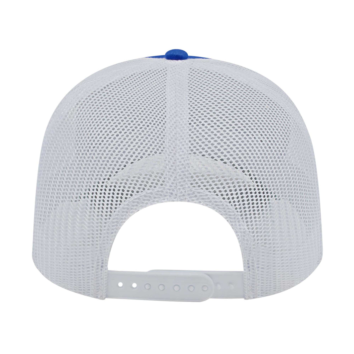 Cap America Chino Twill Trucker Cap with Mesh Back Embroidery - Royal/White - Back