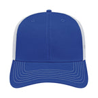 Cap America Chino Twill Trucker Cap with Mesh Back Embroidery - Royal/White - Front 2