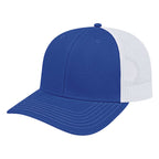 Cap America Chino Twill Trucker Cap with Mesh Back Embroidery - Royal/White - Front