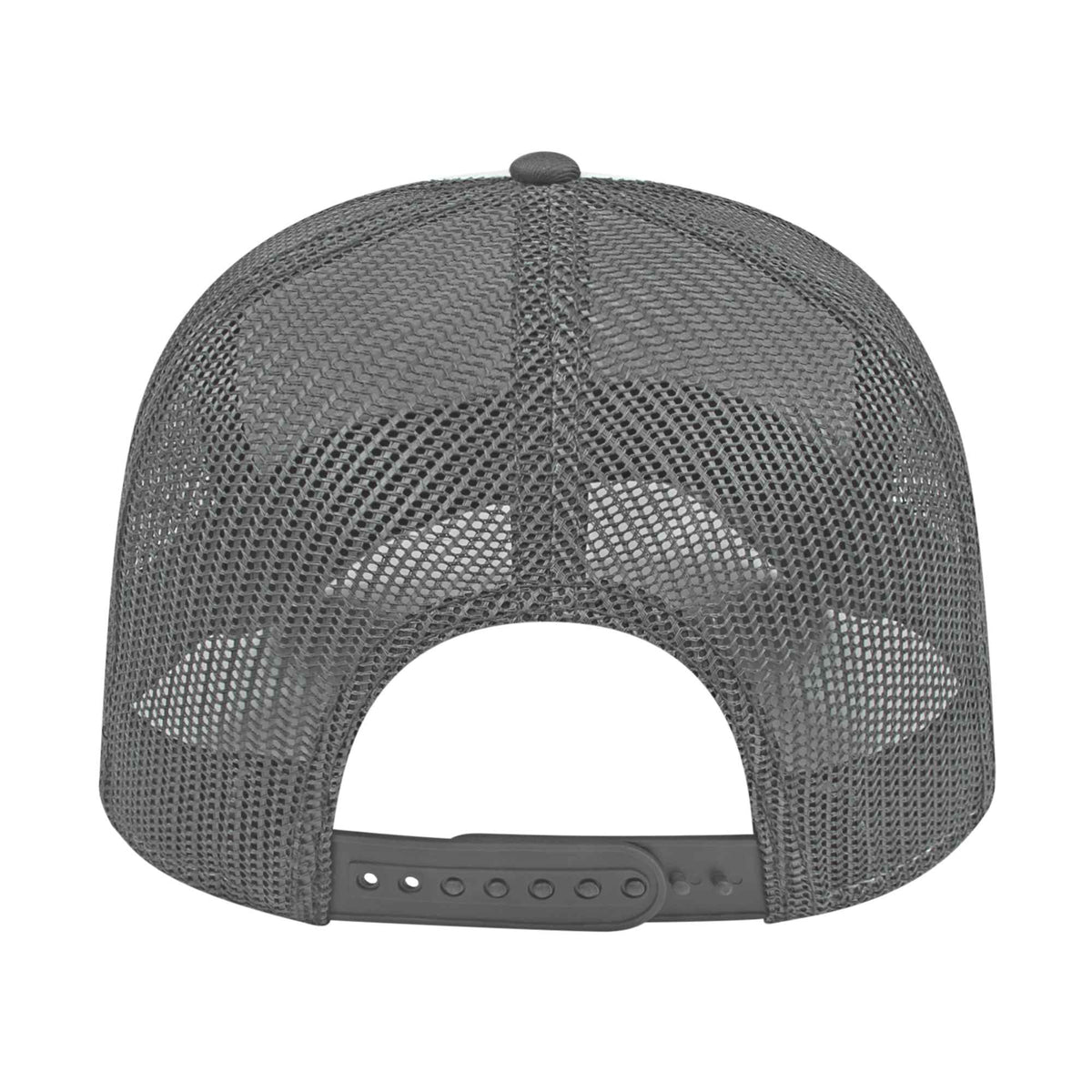 Cap America Chino Twill Trucker Cap with Mesh Back Embroidery - White/Charcoal - Back