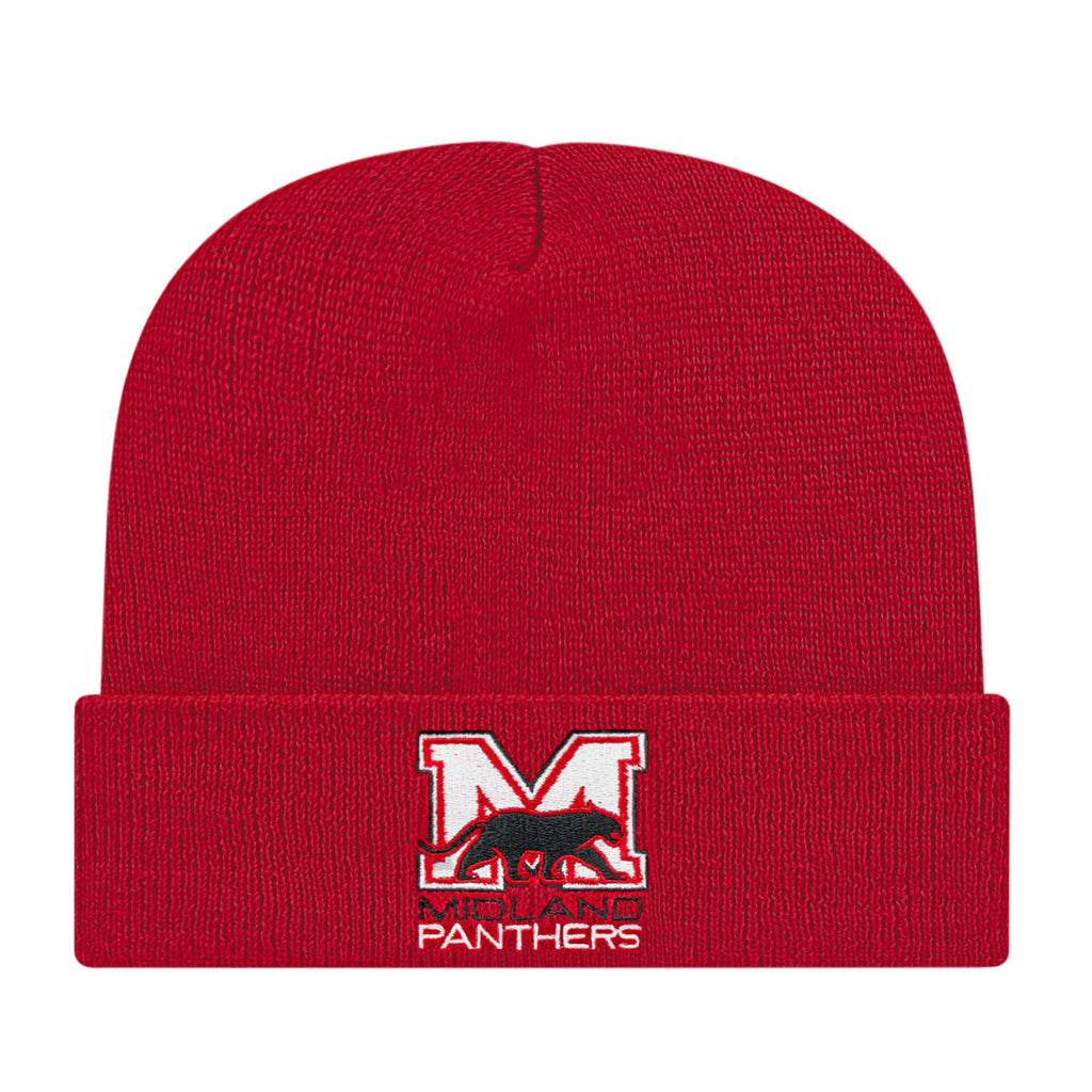 Cap America Cuffed Knit Beanie Embroidery - Cardinal - Photo