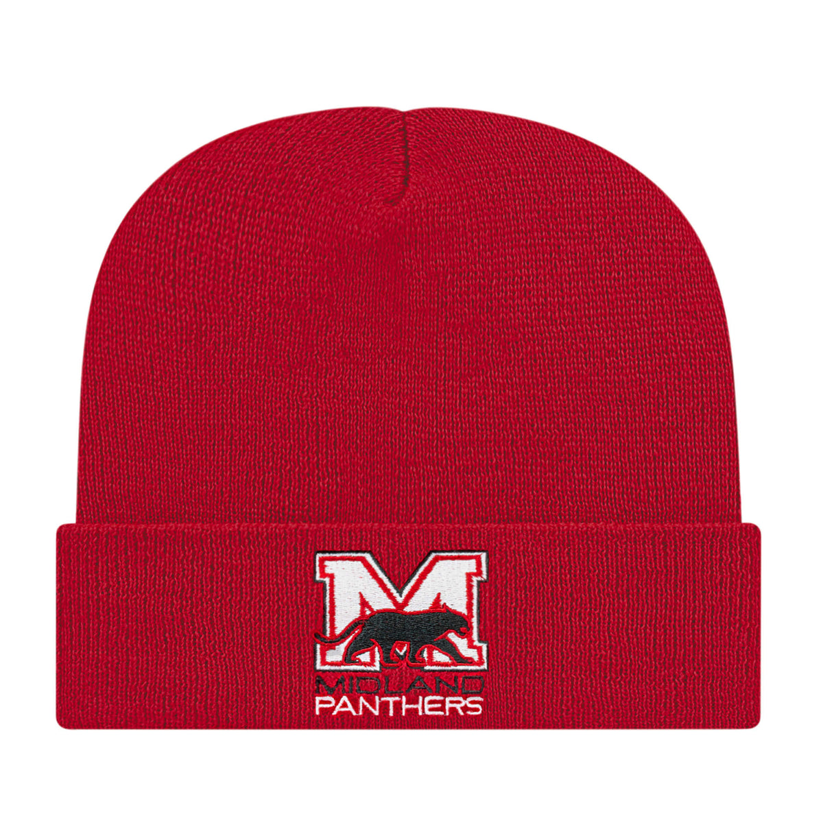 Cap America Cuffed Knit Beanie Embroidery - Cardinal - Photo