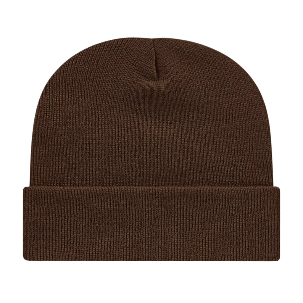 Cap America Cuffed Knit Beanie Embroidery - Chocolate Brown - Photo