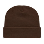 Cap America Cuffed Knit Beanie Embroidery - Chocolate Brown - Photo