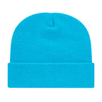 Cap America Cuffed Knit Beanie Embroidery - Cyan Blue - Photo