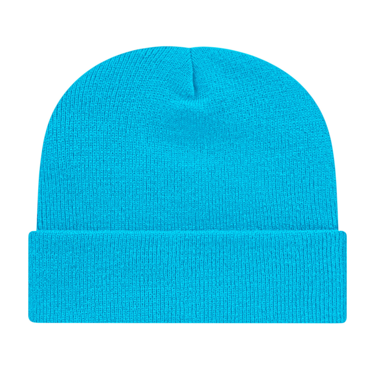 Cap America Cuffed Knit Beanie Embroidery - Cyan Blue - Photo