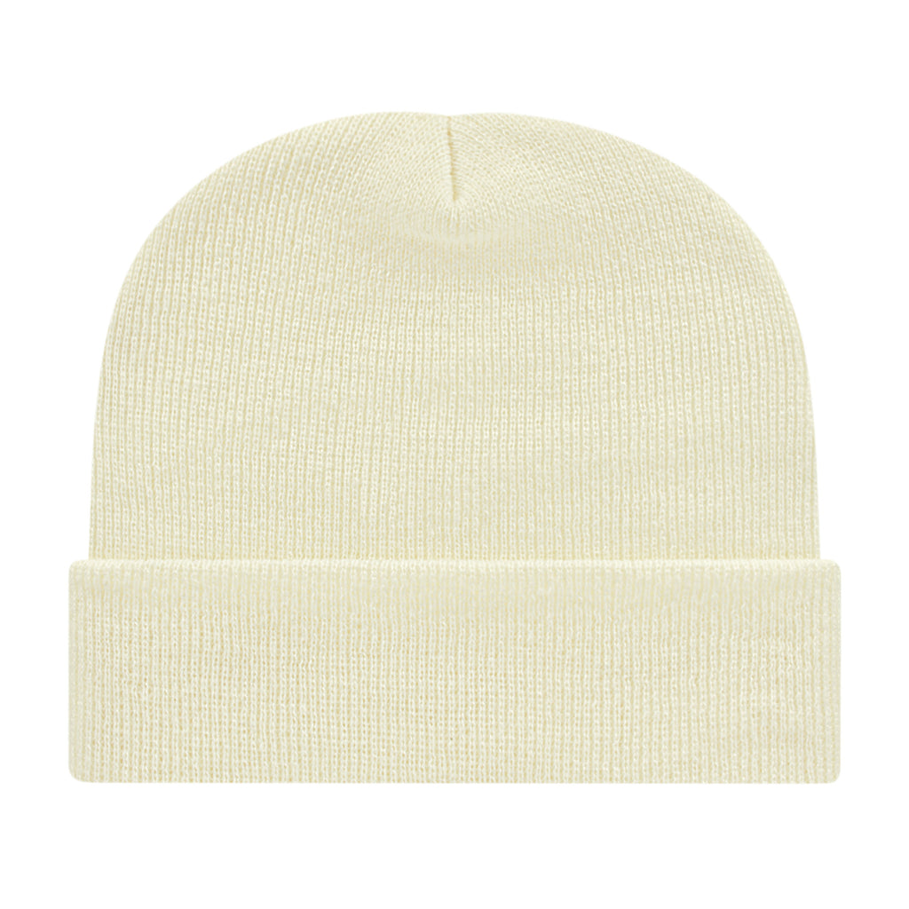 Cap America Cuffed Knit Beanie Embroidery - Ivory - Photo