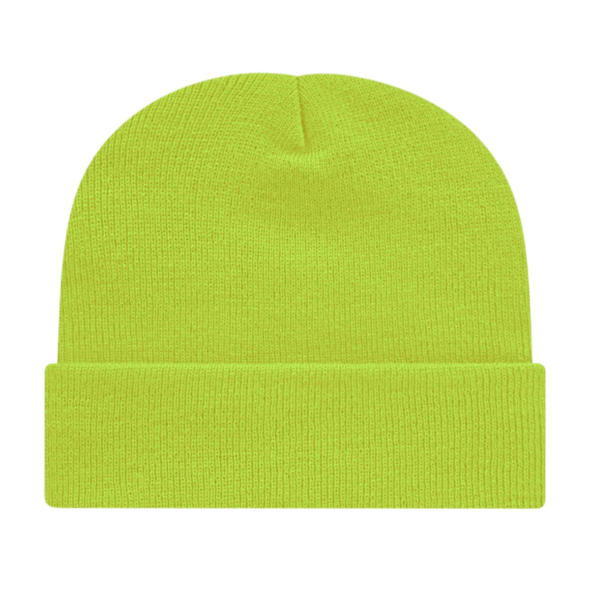Cap America Cuffed Knit Beanie Embroidery - Lime - Photo