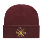 Cap America Cuffed Knit Beanie Embroidery - Maroon - Photo