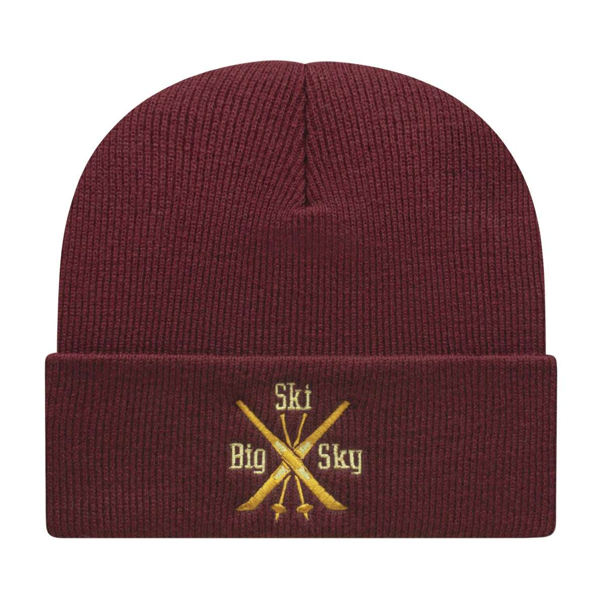Cap America Cuffed Knit Beanie Embroidery - Maroon - Photo