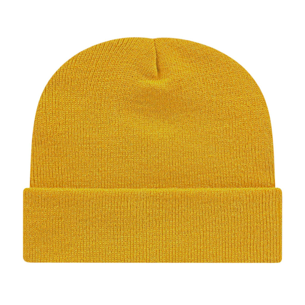 Cap America Cuffed Knit Beanie Embroidery - Mustard - Photo