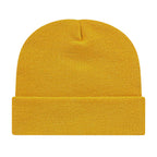 Cap America Cuffed Knit Beanie Embroidery - Mustard - Photo