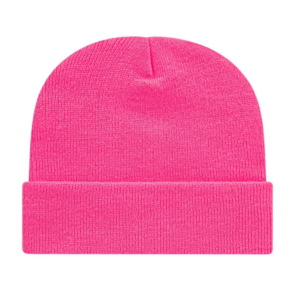 Cap America Cuffed Knit Beanie Embroidery - Neon Pink - Photo