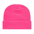 Cap America Cuffed Knit Beanie Embroidery - Neon Pink - Photo