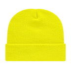 Cap America Cuffed Knit Beanie Embroidery - Neon Yellow - Photo