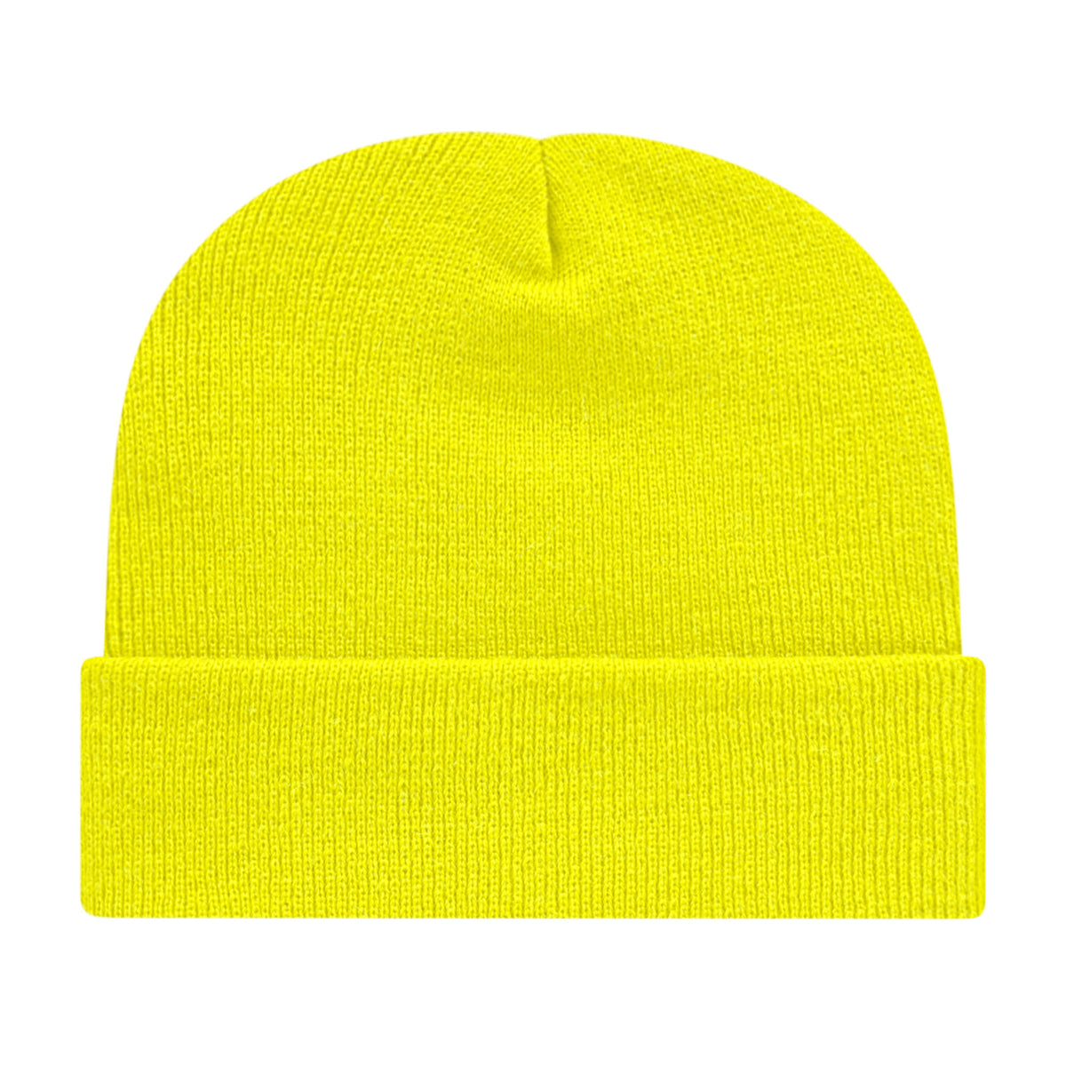 Cap America Cuffed Knit Beanie Embroidery - Neon Yellow - Photo