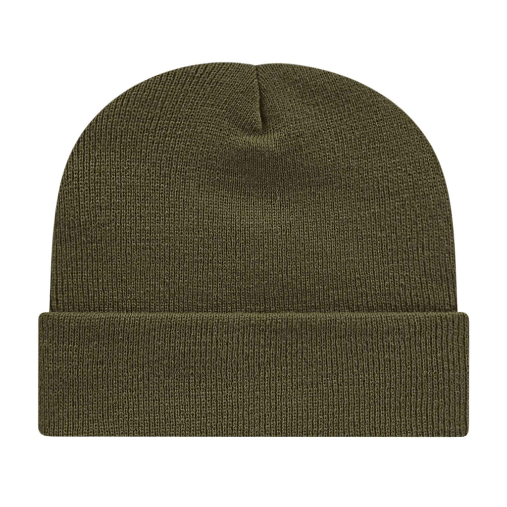 Cap America Cuffed Knit Beanie Embroidery - Olive - Photo