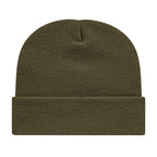 Cap America Cuffed Knit Beanie Embroidery - Olive - Photo