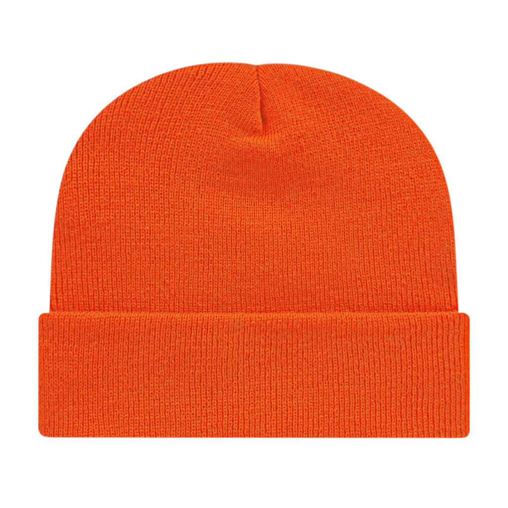 Cap America Cuffed Knit Beanie Embroidery - Orange - Photo