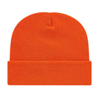 Cap America Cuffed Knit Beanie Embroidery - Orange - Photo