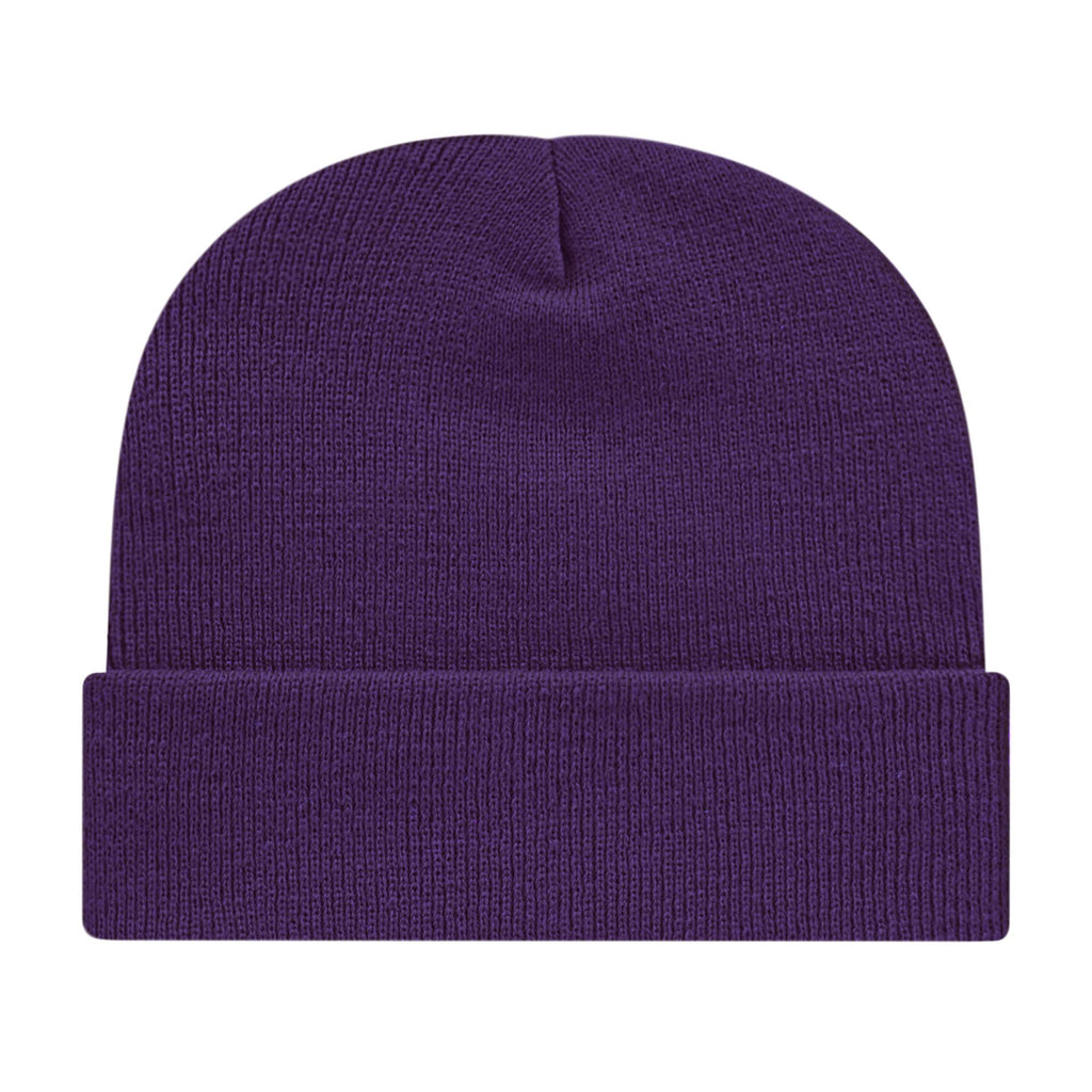 Cap America Cuffed Knit Beanie Embroidery - Purple - Photo