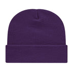 Cap America Cuffed Knit Beanie Embroidery - Purple - Photo