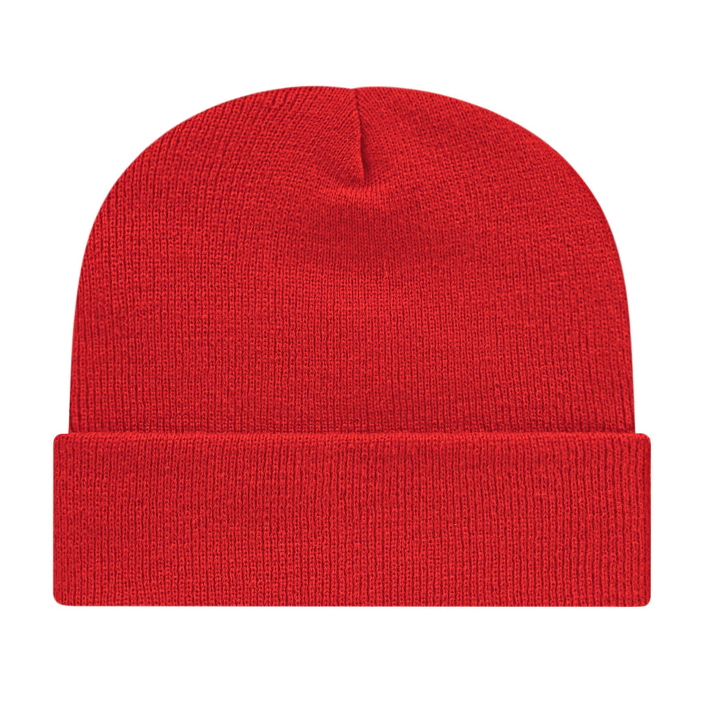 Cap America Cuffed Knit Beanie Embroidery - RED - Photo