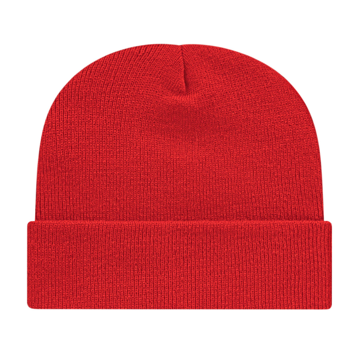 Cap America Cuffed Knit Beanie Embroidery - RED - Photo
