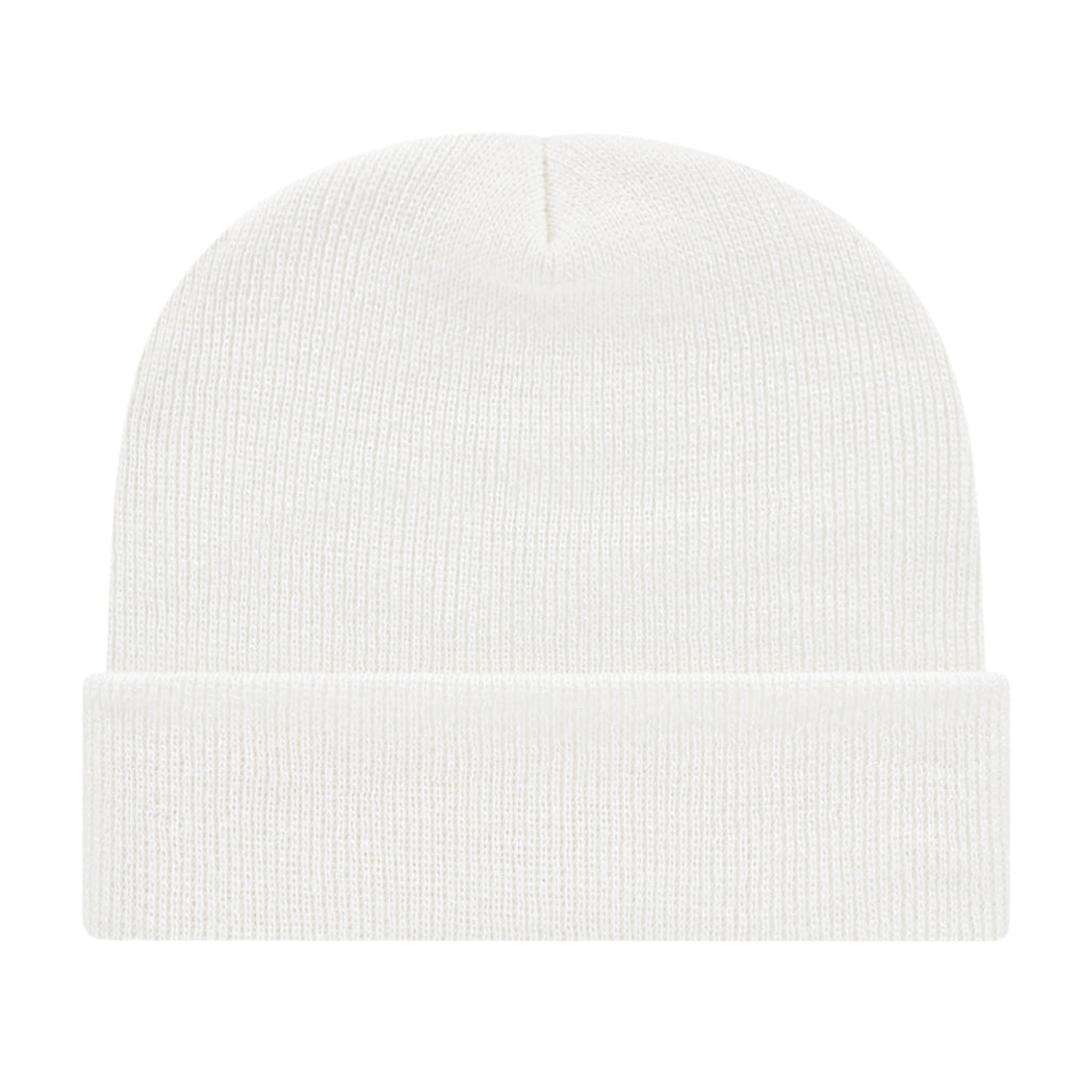 Cap America Cuffed Knit Beanie Embroidery - White - Photo
